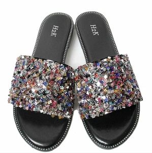 Women's Rhinestone Glitter Bling Flat Slide Sandal Shoe SZ 7